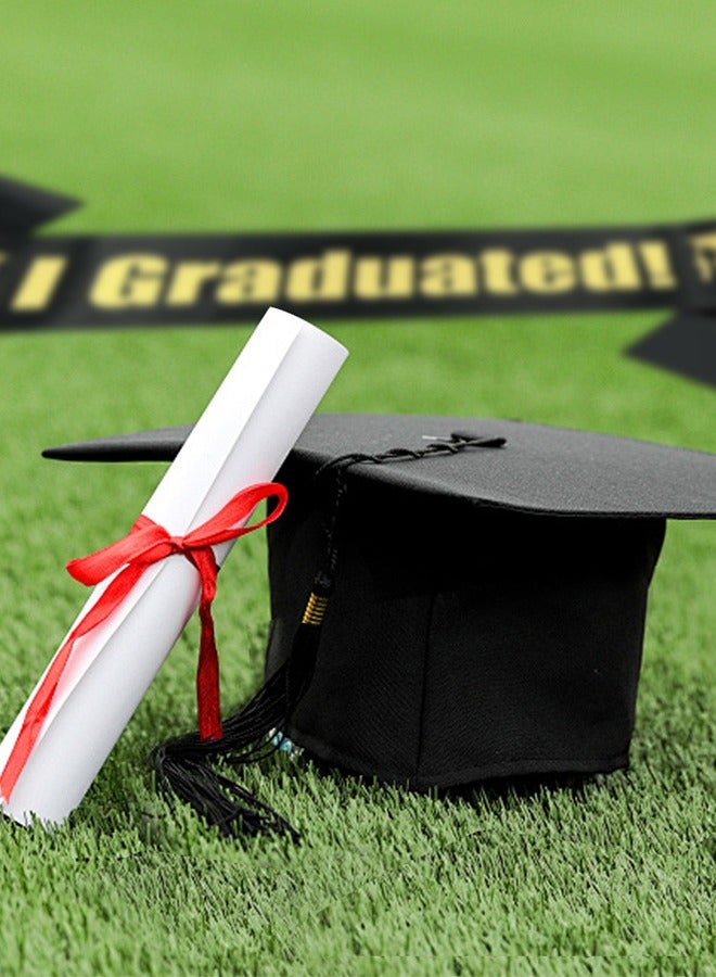 Graduation Headbands And Shoulder Straps For Congratulations Graduation Party Supplies Bachelor Hat Headband Doctor Hat Black Belt Satin Tassel Headpiece For Graduation Party Dress Up Gifts Photos - Image 2