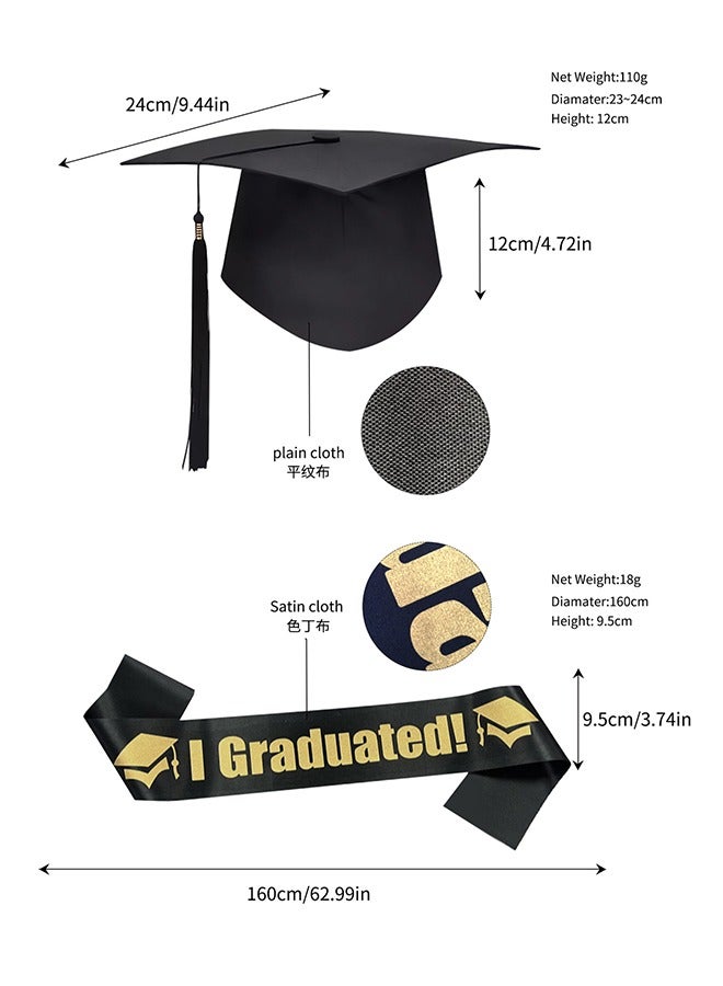 Graduation Headbands And Shoulder Straps For Congratulations Graduation Party Supplies Bachelor Hat Headband Doctor Hat Black Belt Satin Tassel Headpiece For Graduation Party Dress Up Gifts Photos - Image 5