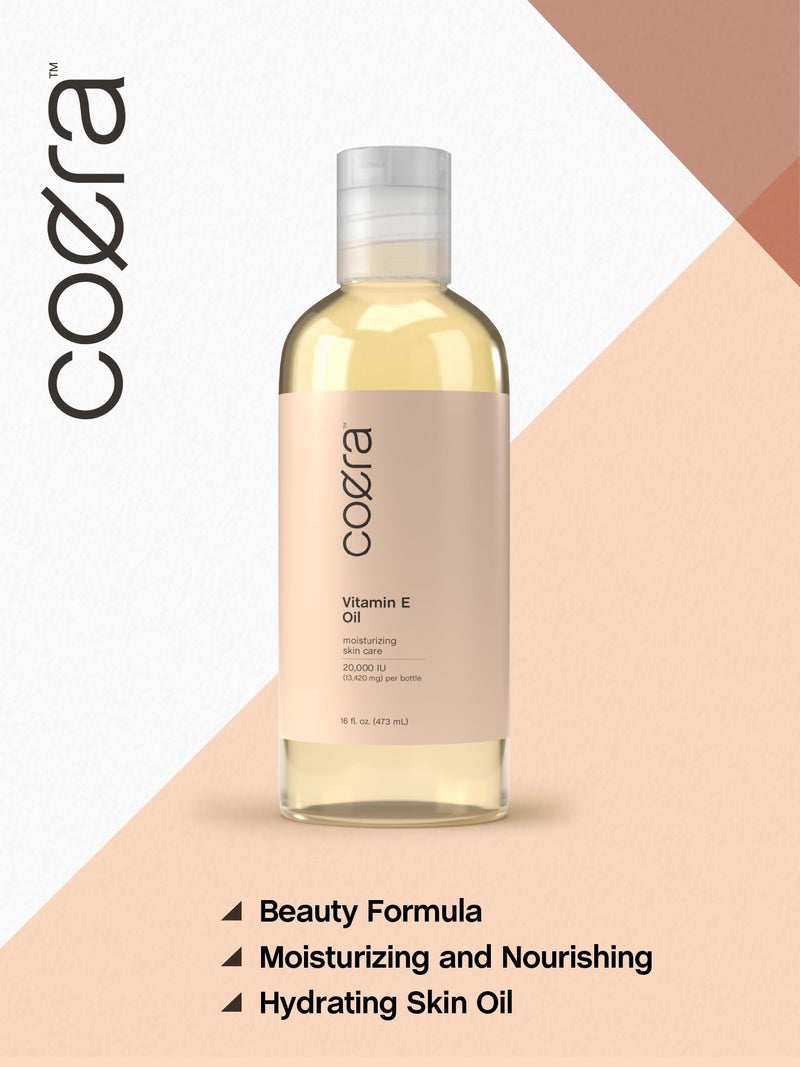 Coera Vitamin E Oil | 20,000 IU | 16 fl oz | Moisturizing & Hydrating for Skin, Face, Hands and Body | Free of Parabens, SLS, & Fragrances - Image 3