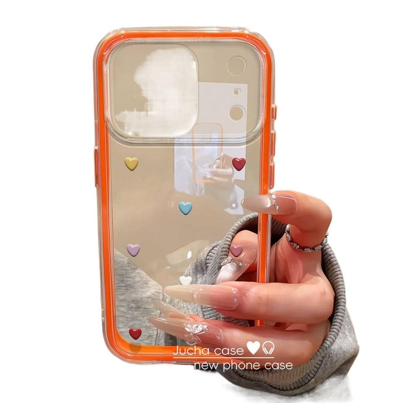 غطاء واقي بسيليكون لـ iPhone 14 / 14 Plus / 14 Pro / 14 Pro Max مع حماية من السقوط وتغطية كاملة مع مقاوم للصدمات مع قلوب ملونة مرحة باللون وردي من السيليكون باللون الوردي - Image 5