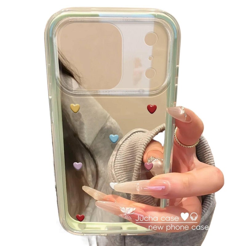 غطاء واقي بسيليكون لـ iPhone 14 / 14 Plus / 14 Pro / 14 Pro Max مع حماية من السقوط وتغطية كاملة مع مقاوم للصدمات مع قلوب ملونة مرحة باللون وردي من السيليكون باللون الوردي - Image 4