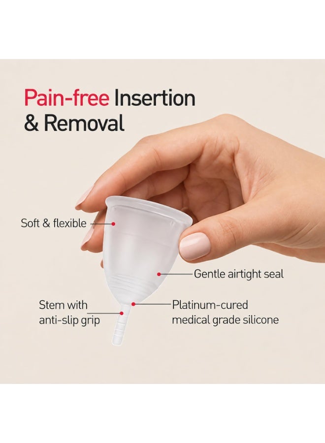 Sirona Reusable Menstrual Cup for Women - Small with Pouch | FDA Approved | Made of Ultra Soft 100% Medical Grade Silicone | Odour, Rash & Itch-Free Period | Leak-Proof Protection for 8-10 Hours - Image 4