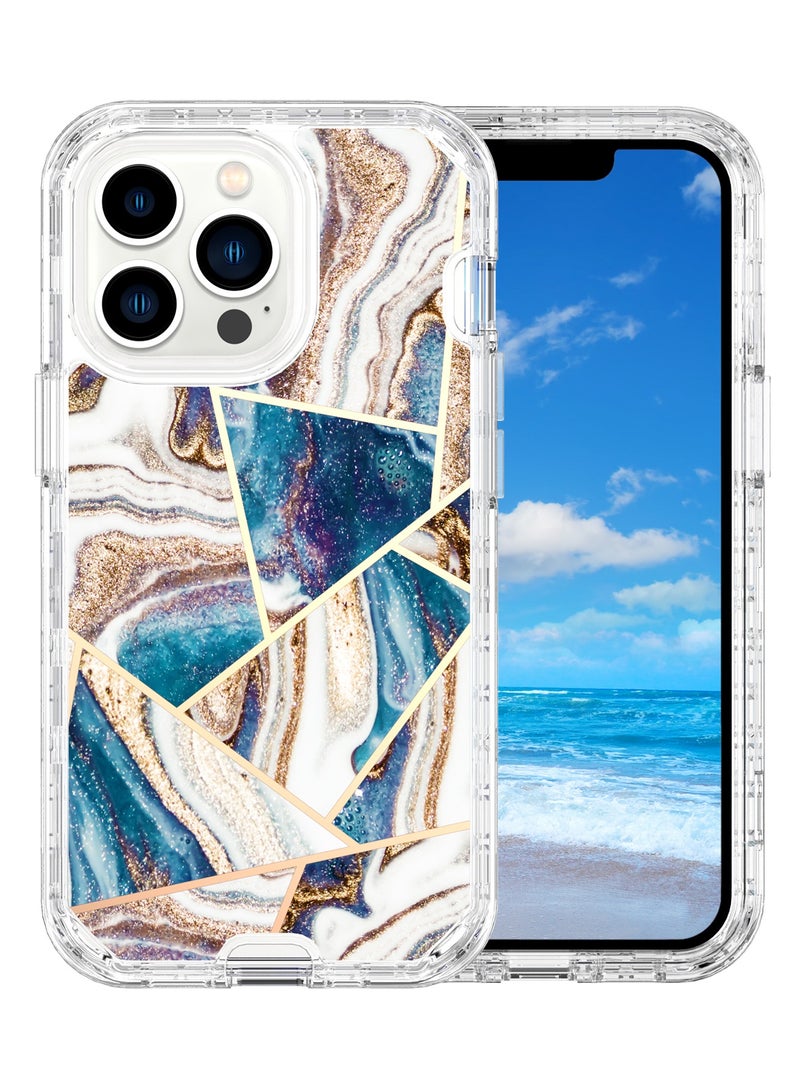 Color Fans Apple iPhone 15 Pro Max (6.7 inch) Luxury Glitter Marble Case - Fashionable 3-in-1 Shockproof Protective Cover for Women and Girls - Gray Diamond Marble - Image 2