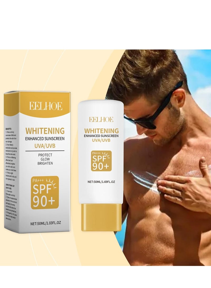 إيلهو واقي من الشمس محسن SPF 90+ PA +++ ، كريم شمس للوجه عالي الحماية للأشعة فوق البنفسجية UVA و UVB - لوشن شمسي مرطب طبيعي مناسب لجميع أنواع البشرة 50 مل - Image 2