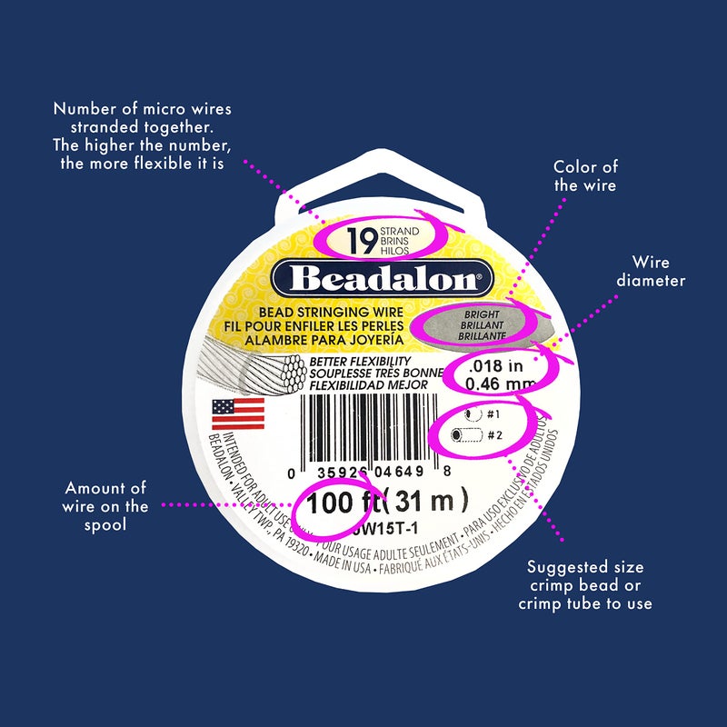 Beadalon 19 Strand Stainless Steel Bead Stringing Wire, .012 in / 0.30 mm, Bright, 30 ft / 9.2 m - Image 4