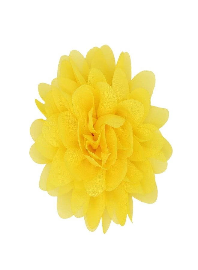 IS4U Satin Fabric Large Flower Brooch Pin Dainty Handmade Big Rose Flower Brooches Blossom Lapel Pins Silk Camellia Flowers Pin Wedding Dance Prom Party Banquet Dresses Suit Clothes Jewelry for Women (Yellow) - Image 1