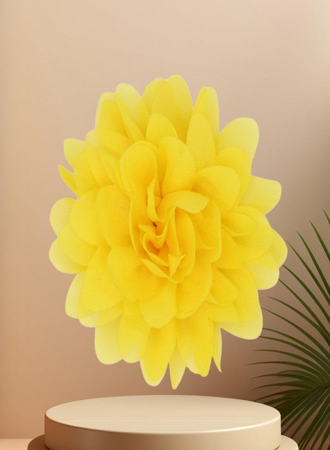 IS4U Satin Fabric Large Flower Brooch Pin Dainty Handmade Big Rose Flower Brooches Blossom Lapel Pins Silk Camellia Flowers Pin Wedding Dance Prom Party Banquet Dresses Suit Clothes Jewelry for Women (Yellow) - Image 3