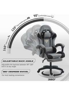 VINNYSEN Gaming Chair Computer Chair Ergonomic High Back Fabric Gaming Chair Tilt and Height Adjustable Computer Chair with Neck and Massaging Lumbar Support for Office or Gaming  - Image 4