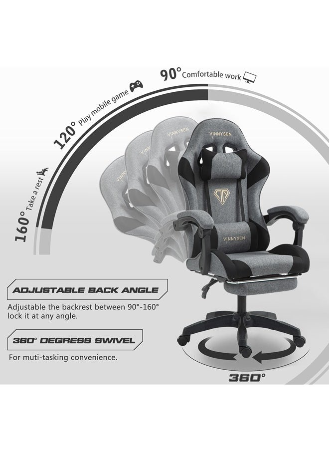 VINNYSEN Gaming Chair Computer Chair Ergonomic High Back Fabric Gaming Chair Tilt and Height Adjustable Computer Chair with Neck and Massaging Lumbar Support for Office or Gaming  - Image 4