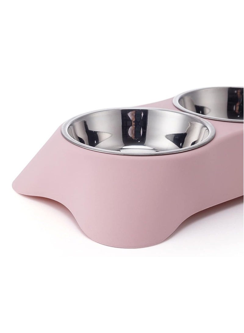 Double Dog Bowl Non Slip Non spill Stainless Steel Double Bowl with 1 Pet Food Spoop For Small Dogs and Cats S Green - Image 3