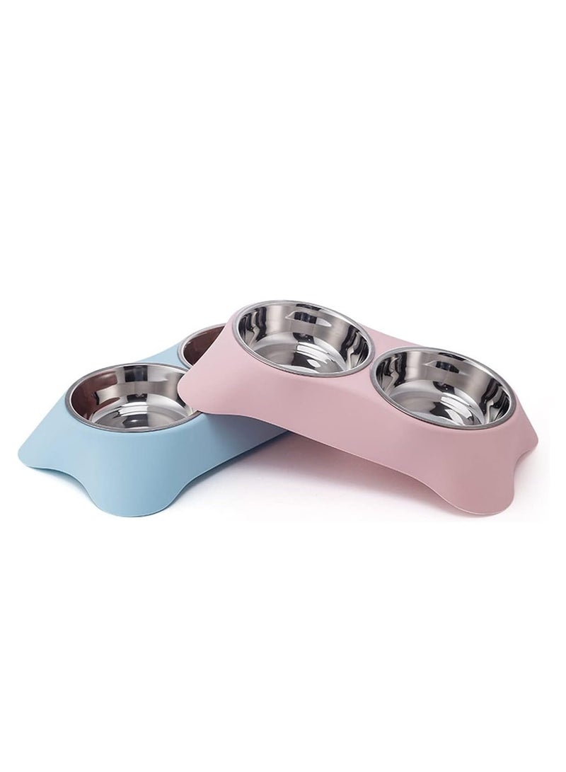 Double Dog Bowl Non Slip Non spill Stainless Steel Double Bowl with 1 Pet Food Spoop For Small Dogs and Cats S Green - Image 4