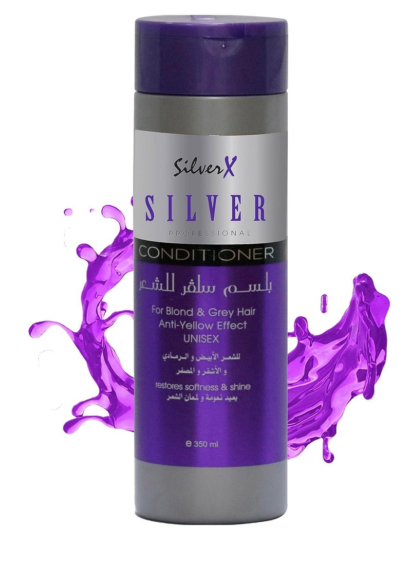 Silver X Silver Professional Hair Conditioner 350ml for Blond and Grey Hair Anti Yellow Effect - Image 1