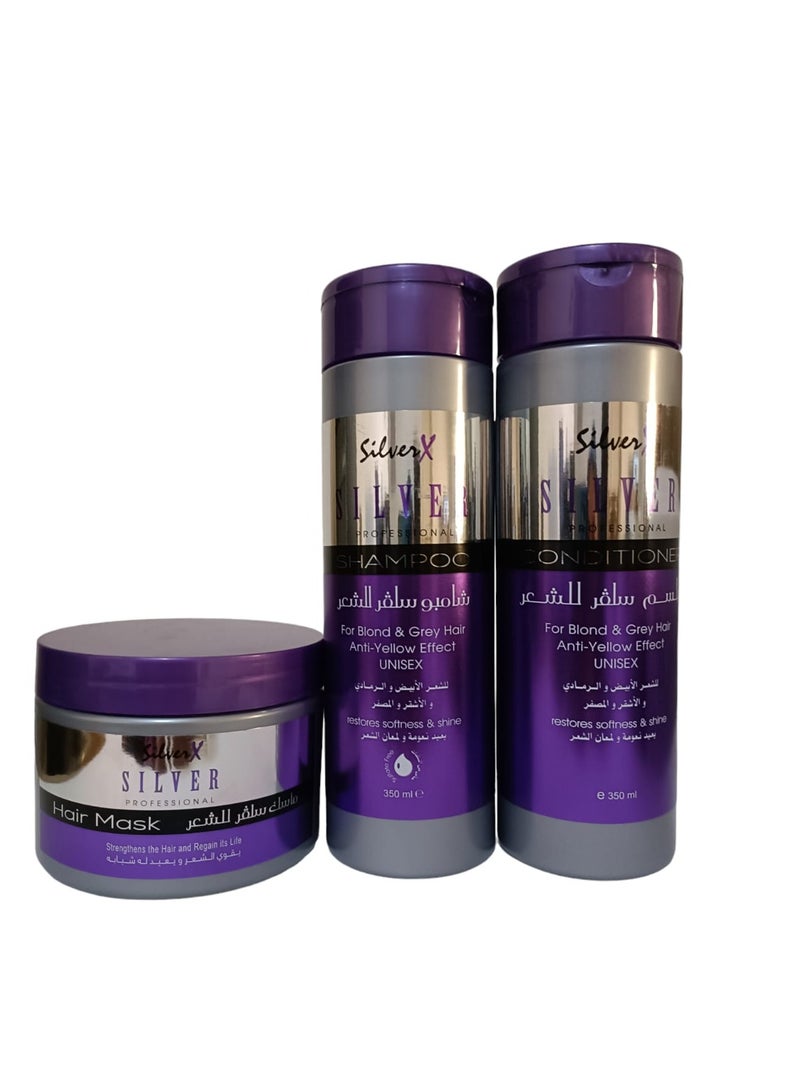 Silver X Silver Professional Hair Conditioner 350ml for Blond and Grey Hair Anti Yellow Effect - Image 3