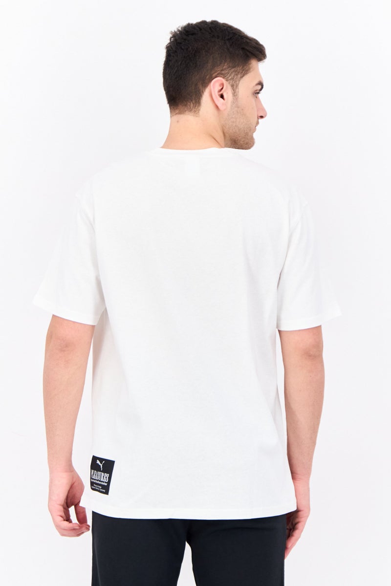 PUMA Puma x Pleasures Men Sportswear Fit Short Sleeves Outdoors T-Shirt, Off White  - Image 3
