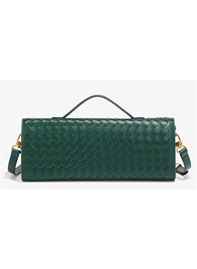 Trendy Woven Evening Clutch Purses Women Underarm Shoulder Handbag Cute Satchels Crossbody Purse PU Leather Wallet - Image 3