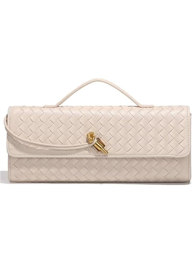 Trendy Woven Evening Clutch Purses Women Underarm Shoulder Handbag Cute Satchels Crossbody Purse PU Leather Wallet - Image 1