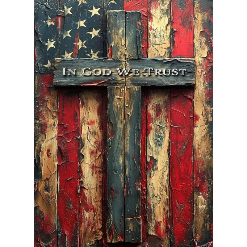 KTHOFCY 5D DIY Diamond Painting Kits for Adults, American Flag with Cross Full Drill Embroidery Cross Stitch Crystal Rhinestone Paintings Pictures Arts Wall Decor Painting Dots Kits 11.8X15.7inch - Image 1