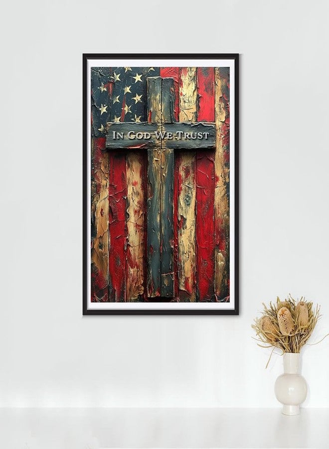 KTHOFCY 5D DIY Diamond Painting Kits for Adults, American Flag with Cross Full Drill Embroidery Cross Stitch Crystal Rhinestone Paintings Pictures Arts Wall Decor Painting Dots Kits 11.8X15.7inch - Image 2