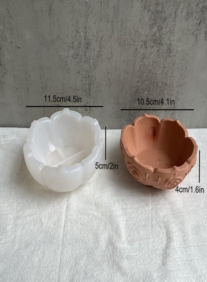 Anktily Lotus Storage Bowl Silicone Mold Concrete Flower Pot Silicone Mold Succulent Planter Vase Mold Bowl Dish Tray Mold Plaster Epoxy Resin Mold - Image 2