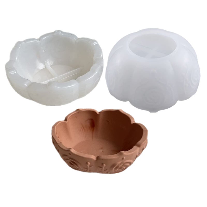 Anktily Lotus Storage Bowl Silicone Mold Concrete Flower Pot Silicone Mold Succulent Planter Vase Mold Bowl Dish Tray Mold Plaster Epoxy Resin Mold - Image 1