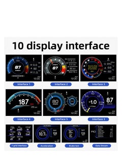 Excefore Car HUD Head Up Display P6, OBD Gauge Display+GPS Speedometer Dual System Smart Gauge Display, speed alarm, water temperature alarm, Works Great for Most Cars  - Image 4