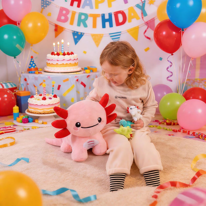 AmyToo Axolotl Stuffed Animals, Mommy Axolotl Plush with Baby, 5 Pcs Plush Toy for Girl Boy, Birthday Valentine's Gifts for Girlfriend, Kids, Toddler, Age 3-8, Pink - Image 3