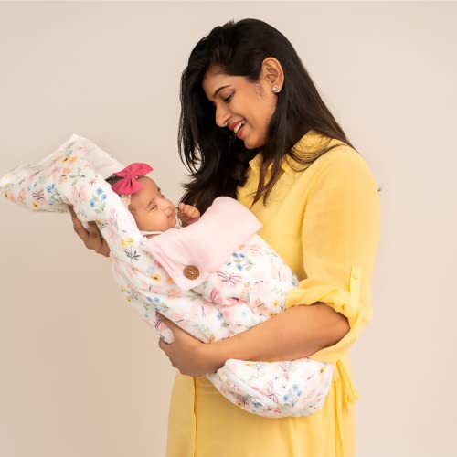 haus & kinder 3 in 1 Baby Sleeping Bag & Carry Nest | Cotton Bedding Set for Infants & New Born Baby | Portable/Travel & Skin Friendly | 0-6 Months (Butterfly Garden) - Image 2