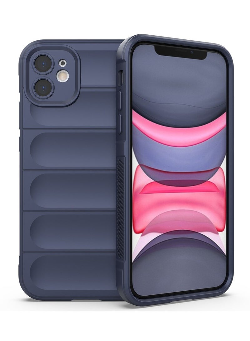 Color Fans Silicone Case for iPhone 11 Anti-Scratch Microfiber Lining Shockproof Case with Camera Protection Dark Blue - Image 1