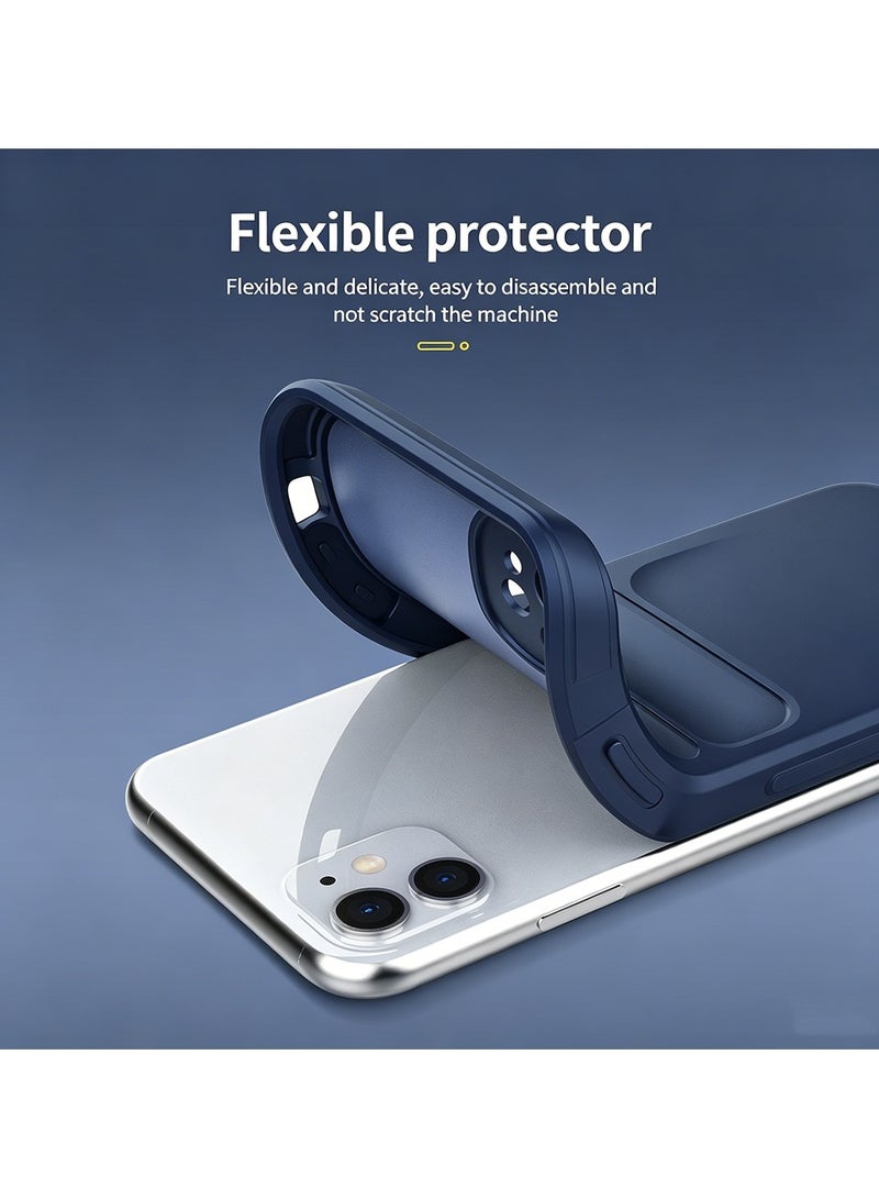 Color Fans Silicone Case for iPhone 11 Anti-Scratch Microfiber Lining Shockproof Case with Camera Protection Dark Blue - Image 2