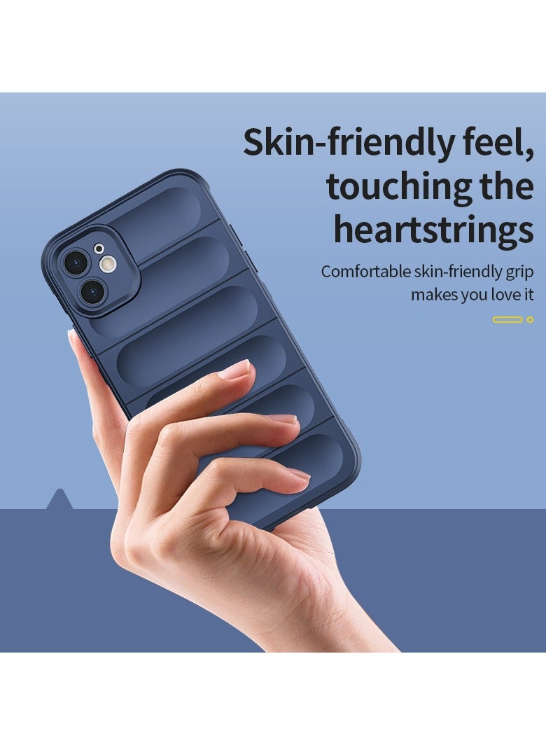Color Fans Silicone Case for iPhone 11 Anti-Scratch Microfiber Lining Shockproof Case with Camera Protection Dark Blue - Image 3