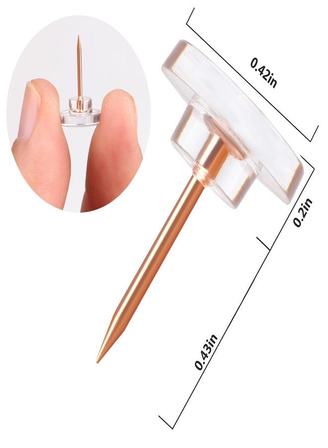 Yalis Push Pins 200-count Flat Rosegold Thumb Tacks Steel Point and Plastic Head for Corkboard and Wooden Photo Wall - Image 3