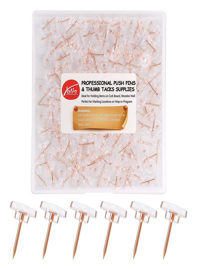 Yalis Push Pins 200-count Flat Rosegold Thumb Tacks Steel Point and Plastic Head for Corkboard and Wooden Photo Wall - Image 1
