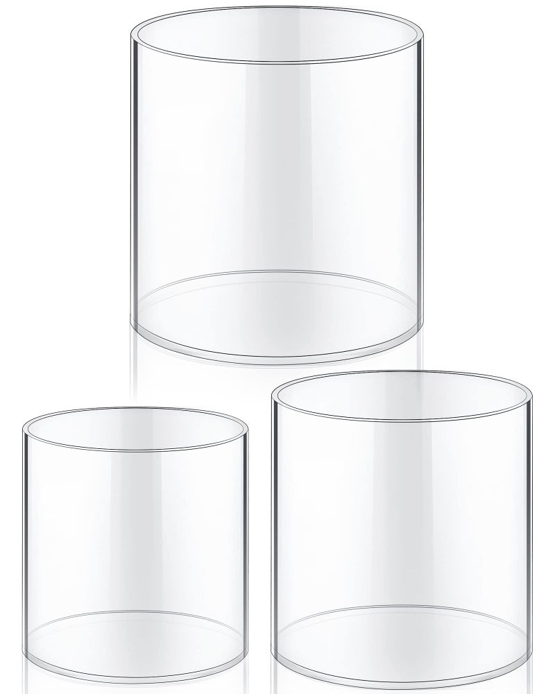 meekoo 3 Pieces Flower Acrylic Vase Cylinders Round Decorative Clear Vase Break Resistant Acrylic Flower Cylinder for Centerpieces Floral Home Wedding Table Decoration 654 in