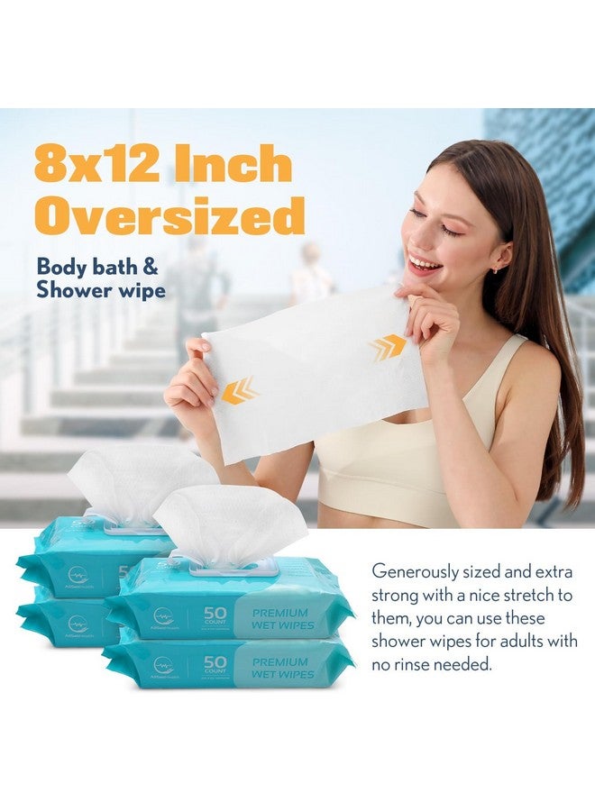AllSett Health Wipes for Adults Bathing No Rinse - Adult Wipes for Elderly 8" x 12" (200 count) Shower Wipes for Adults No Rinse, Incontinence Disposable Washcloths, Aloe Vera, Vitamin E +4 Indivdual Wipes - Image 2