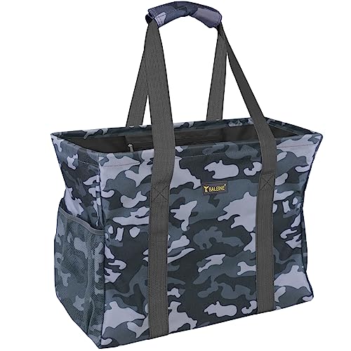 BALEINE Extra Large Utility Tote Bag with Wire Frame for Storage (Grey Camouflage, 16.5''x14''x10'') - Image 1