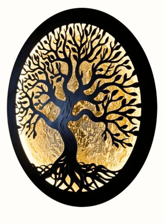 تريدجيت لوحة جدارية فنية بتصميم "شجرة الحياة" باللون الأسود - زينة أكريليك مقاس 45 × 45 سم لوحة هندسية كبيرة لديكور المنزل والمجلس والمكتب - Image 2
