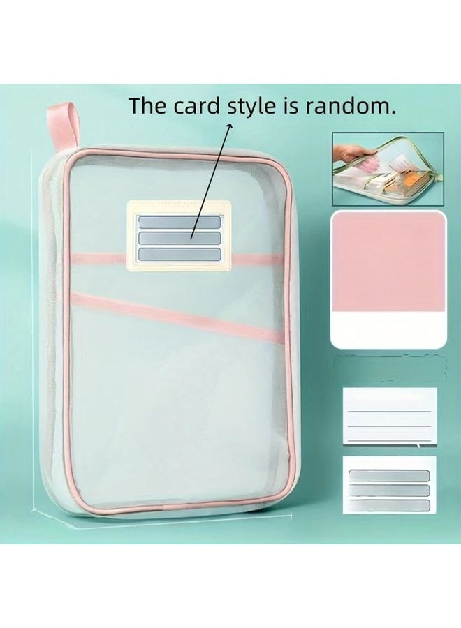Green A4 Zipper File Bags Durable Nylon Document Storage Organizer With Sturdy Handles - Image 5