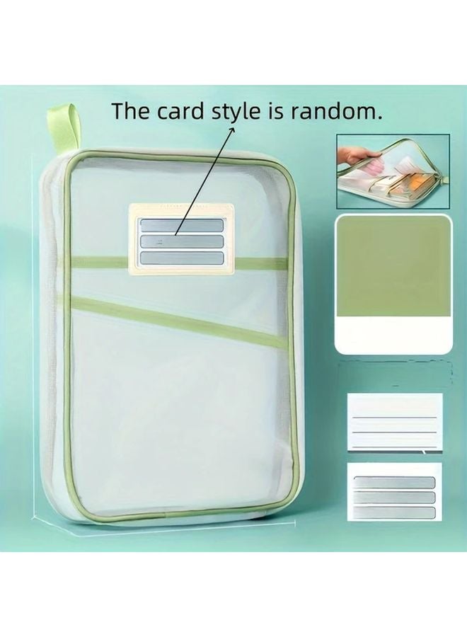 Green A4 Zipper File Bags Durable Nylon Document Storage Organizer With Sturdy Handles - Image 1