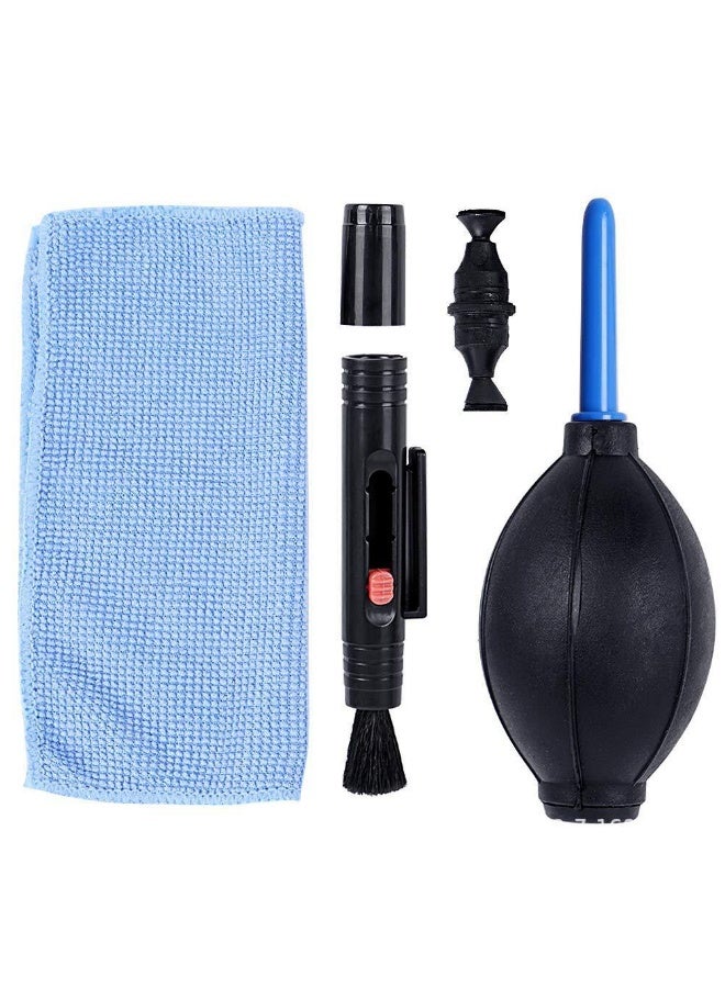 3-in-1 Camera Cleaning Kit: Black Silicone Air Blower, Microfiber Cloth & Dual-Tip Pen for Lens, Filter, Phone, Tablet, Travel Photo Backpack