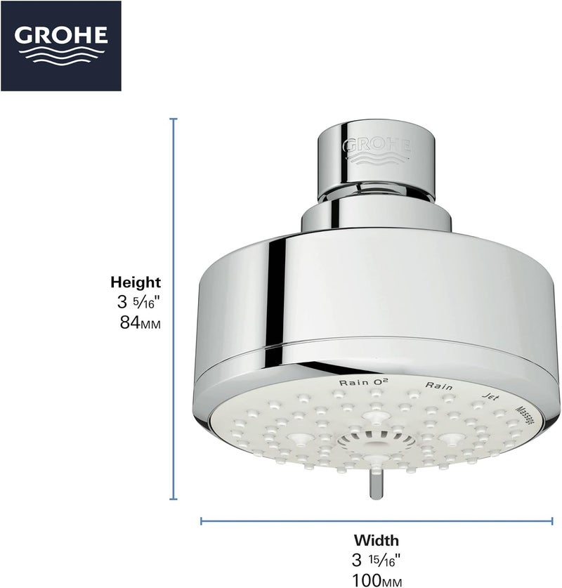 26043001 Tempesta Cosmopolitan Fixed 4-Setting Shower Head, Rain O2 Rain Massage Jet Settings, Starlight Chrome - Image 4