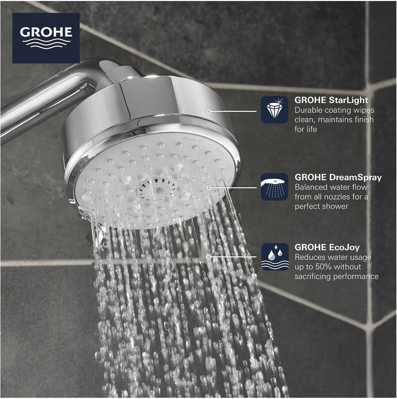 26043001 Tempesta Cosmopolitan Fixed 4-Setting Shower Head, Rain O2 Rain Massage Jet Settings, Starlight Chrome - Image 5