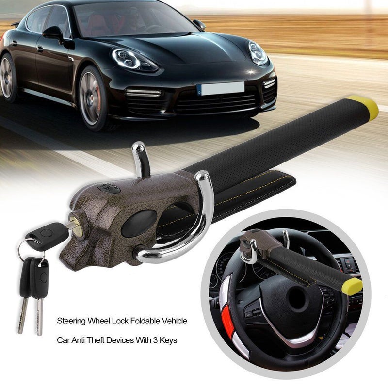 Car Steering Wheel Lock - Anti-Theft Alarm with Airbag Safety, Universal for Small Cars - Image 1