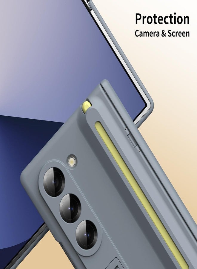 NINKI for Samsung Z Fold 5 Case with S Pen Holder & Stylus and Hidden Kickstand,Protective Hinge Screen Protector Matte Phone Cover for Samsung Galaxy Z Fold 5 Case with S Pen Slot and Stand - Gray - Image 5