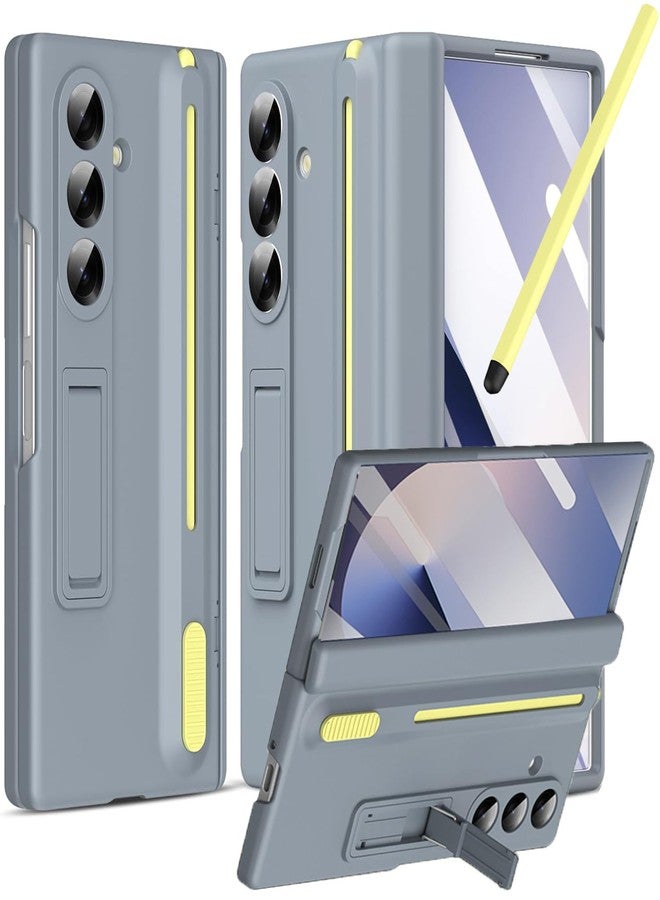 NINKI for Samsung Z Fold 5 Case with S Pen Holder & Stylus and Hidden Kickstand,Protective Hinge Screen Protector Matte Phone Cover for Samsung Galaxy Z Fold 5 Case with S Pen Slot and Stand - Gray - Image 1