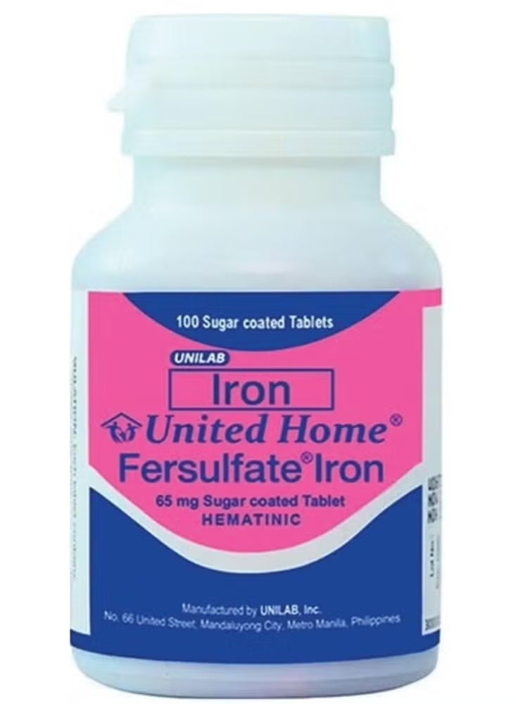 United Home Fersulfate Iron Suger Coated 100 Tablets
