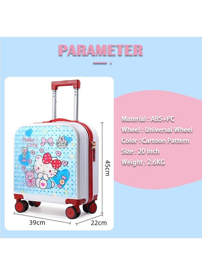 20 Inch Kids Luggage Gradation 3D Cartoon Patterns Children Trolley Suitcase Travel Boys Girls Rolling Luggage Case with Lock Students Teens Wheeled Small Suitcase Carry On Bag for Boarding School - Image 2