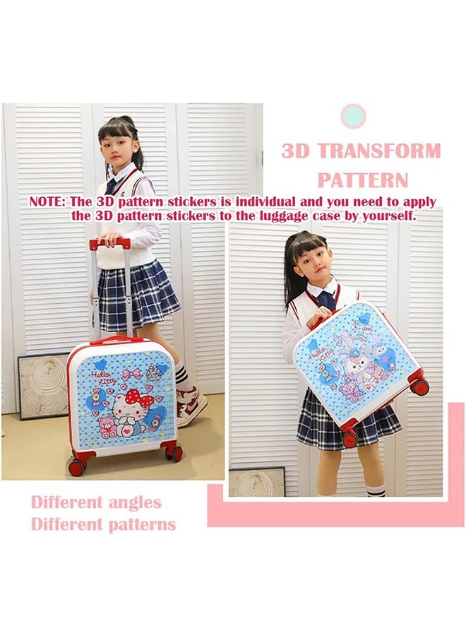 20 Inch Kids Luggage Gradation 3D Cartoon Patterns Children Trolley Suitcase Travel Boys Girls Rolling Luggage Case with Lock Students Teens Wheeled Small Suitcase Carry On Bag for Boarding School - Image 3