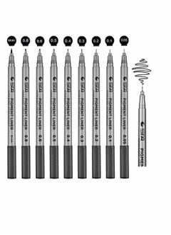 KASTWAVE Fineliner Pens, Cozy 9 Pack Black Pigment Liner Micro Liner Fineliner Drawing Pens, Different Nib Sizes with Anti-Bleed for Sketching Drafting Office Documents Comic Manga Scrapbooking  - Image 1