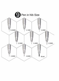 KASTWAVE Fineliner Pens, Cozy 9 Pack Black Pigment Liner Micro Liner Fineliner Drawing Pens, Different Nib Sizes with Anti-Bleed for Sketching Drafting Office Documents Comic Manga Scrapbooking  - Image 3