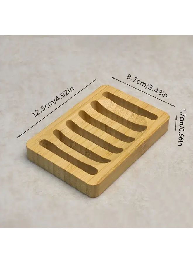 Square Wooden Soap Dish With Self Draining Tray For Shower Bathroom And Kitchen - Image 3